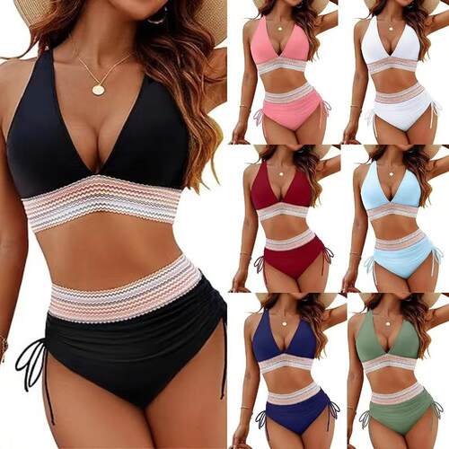 Women High Waisted Bikini Sets Tummy Control Swimsuits Color