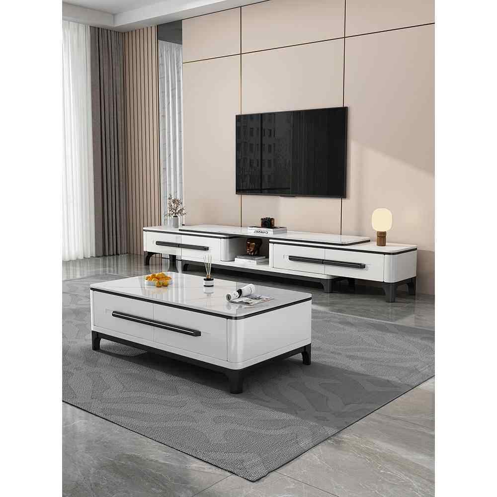 岩板茶几电视柜组合现代简约客厅可伸缩小户型家用意式轻奢