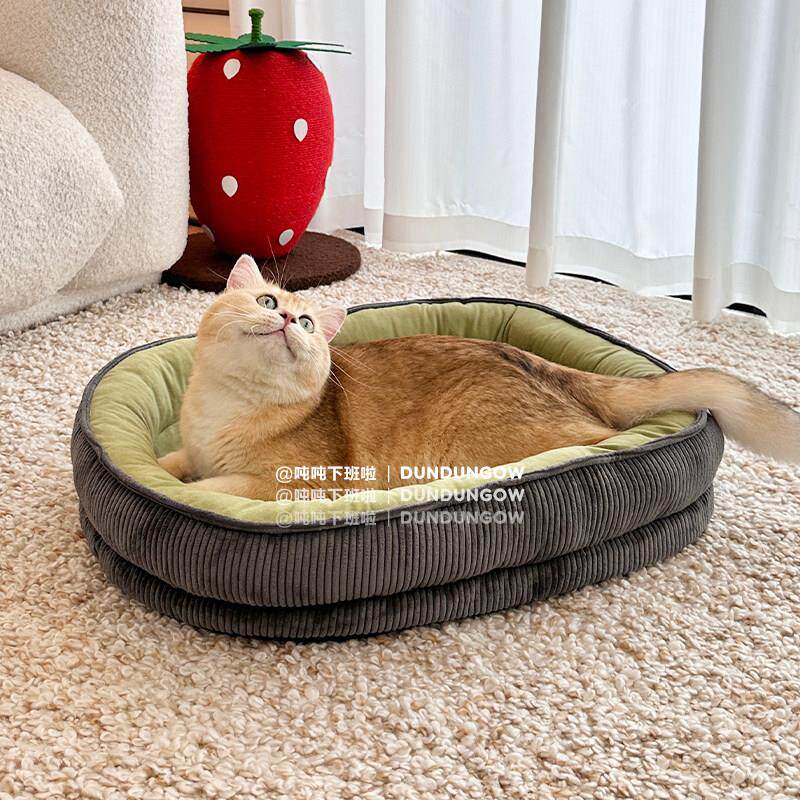 DUNDUN灯芯绒方圆宠物窝秋冬保暖可拆洗猫窝狗窝开放式宠物睡垫