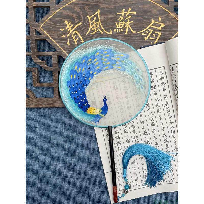 苏州 纯手工 双面绣花复古团扇古风汉服舞蹈扇国风长柄扇子工艺扇,特色手工艺,刺绣,淘宝优惠券,粉丝福利购,淘宝优惠卷