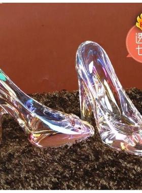 灰姑娘水晶玻璃鞋浪漫七夕送女友闺密生日家居饰品创意情人节礼物