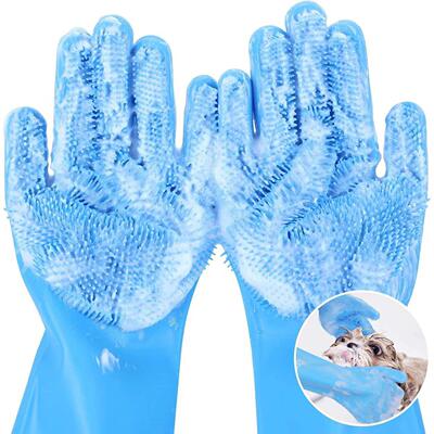 Pet Grooming Gloves Dog Cat Bathing Cleaning Glove Shampoo S