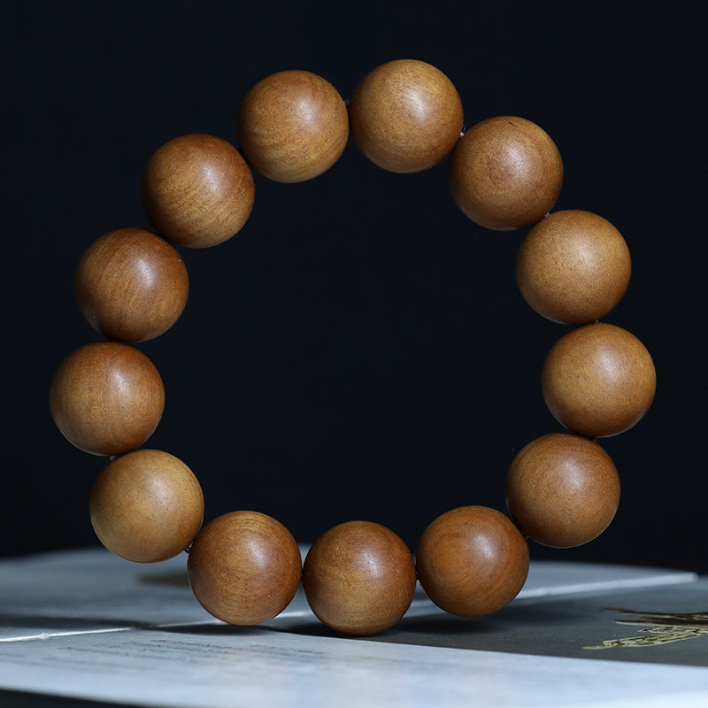【沉水精品】18mm46.1g 黑肉老山檀香佛珠文玩手串 香味浓郁保真