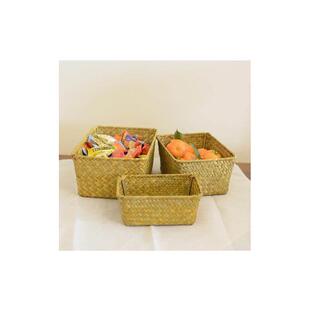 basket storage bamboo woven收纳篮 box straw seaweed Wicker