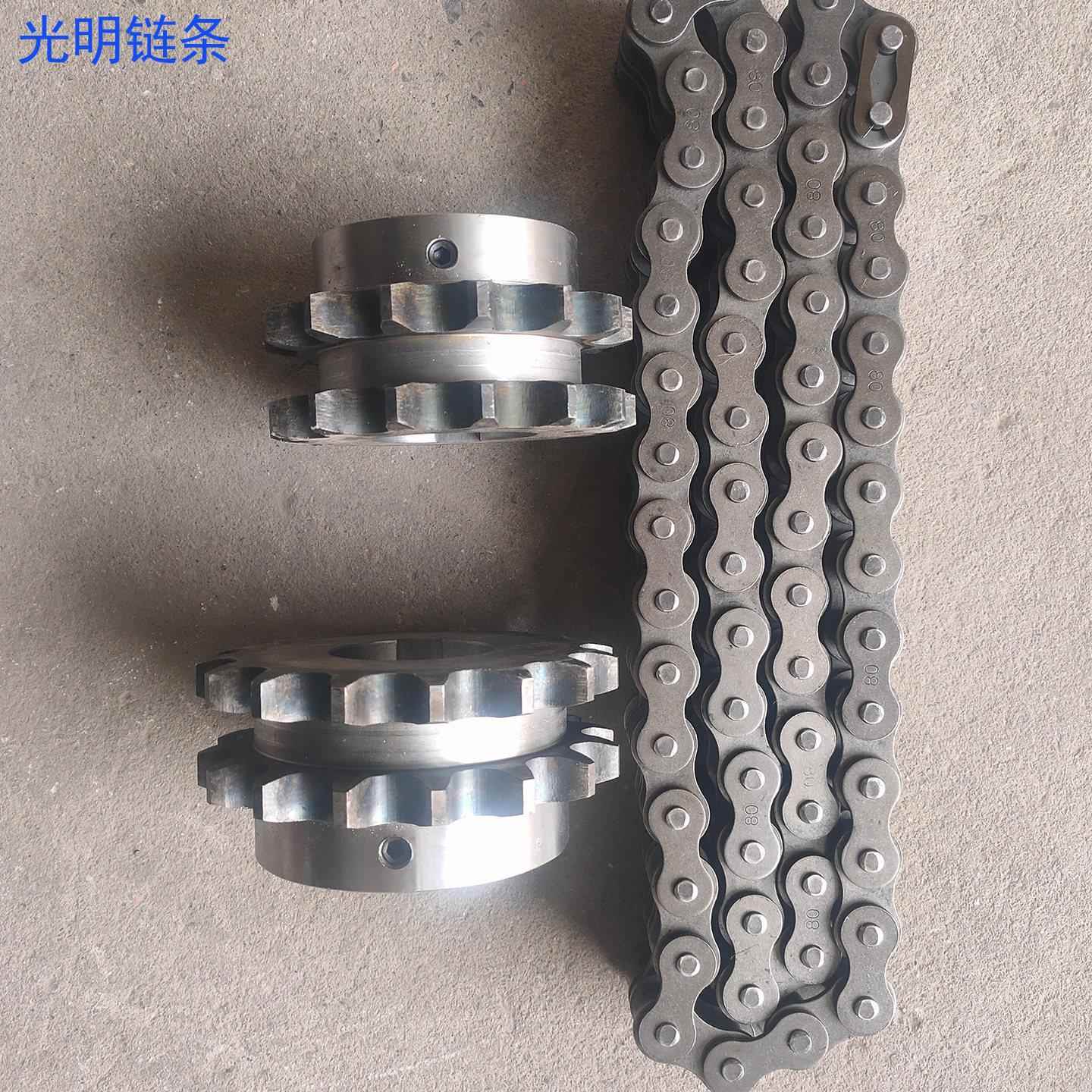 双排链条链轮定制1.2寸20A按图加工台轮齿轮配双排不锈钢工业链条