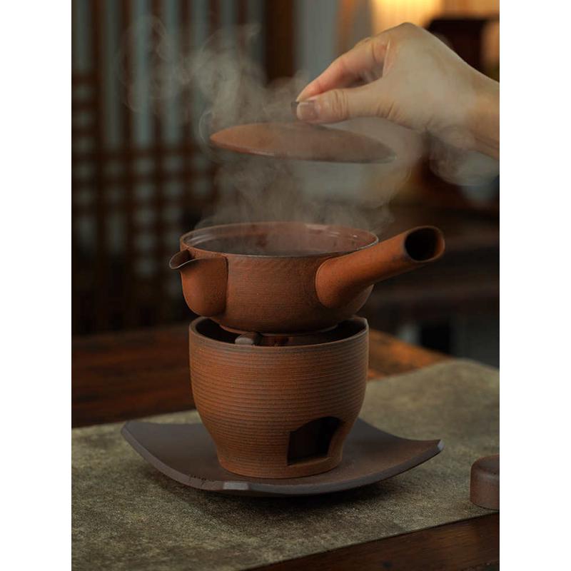 升级版中式围炉煮茶套装陶瓷茶具日式粗陶复古侧把茶壶家用温茶炉