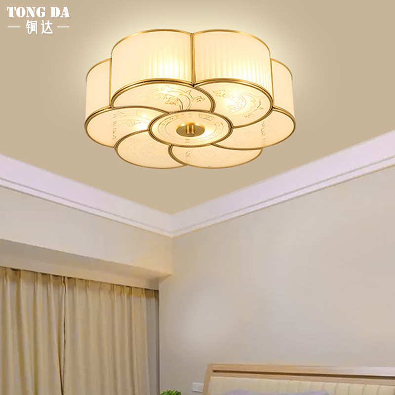 美式卧室半吊吸顶灯别墅房间餐厅主吸顶灯门口楼梯书房半吸顶灯具