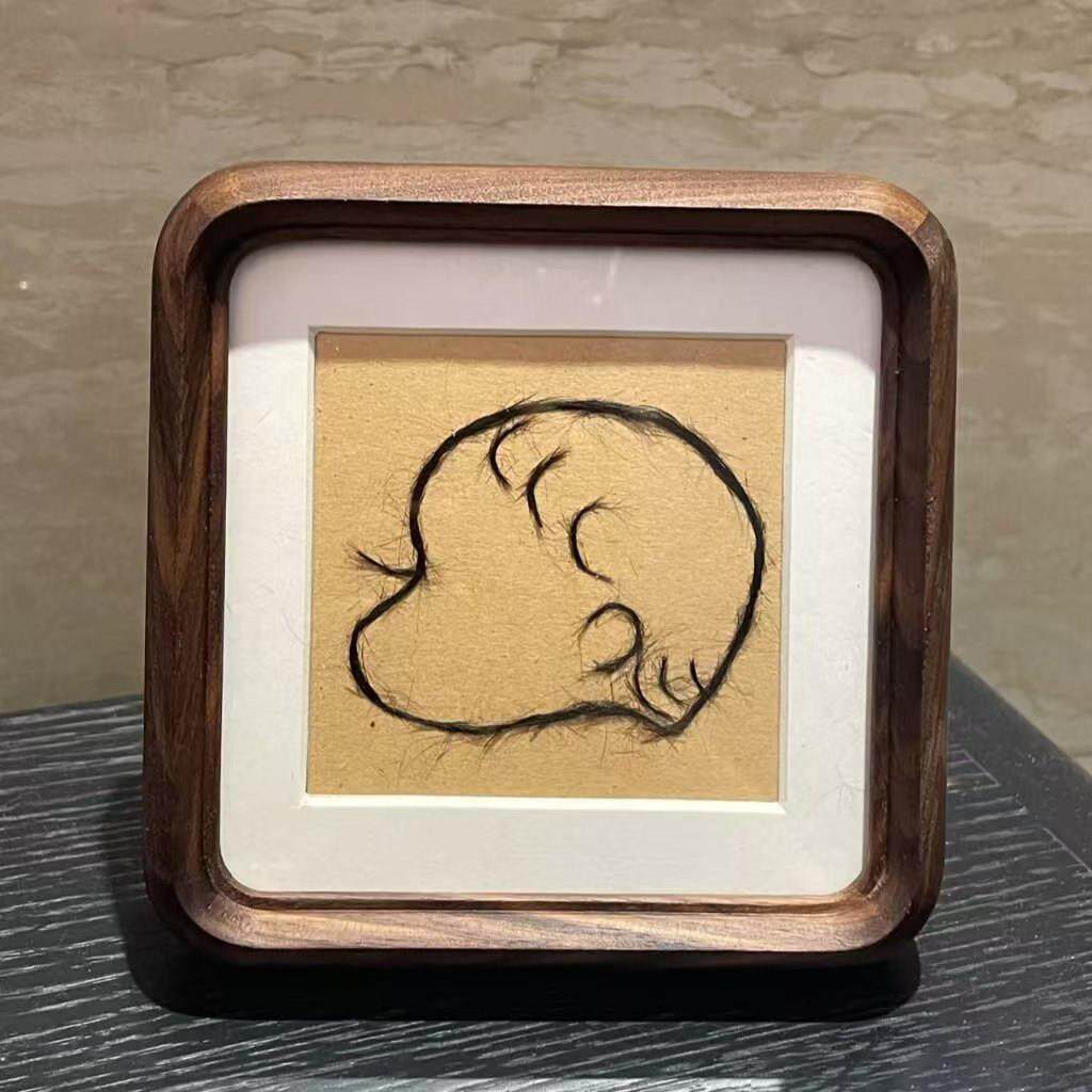 乾作胎发相框自制胎毛画纪念品diy婴儿宝宝迷你实木摆台制作