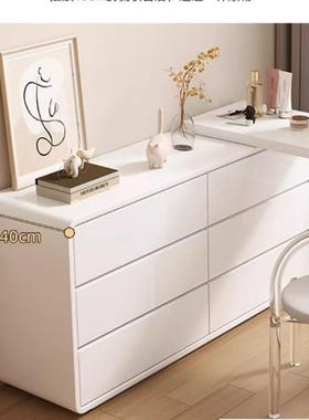 实木烤漆妆台简约卧室奶油风斗柜代简梳约30337cm化妆妆台一体化