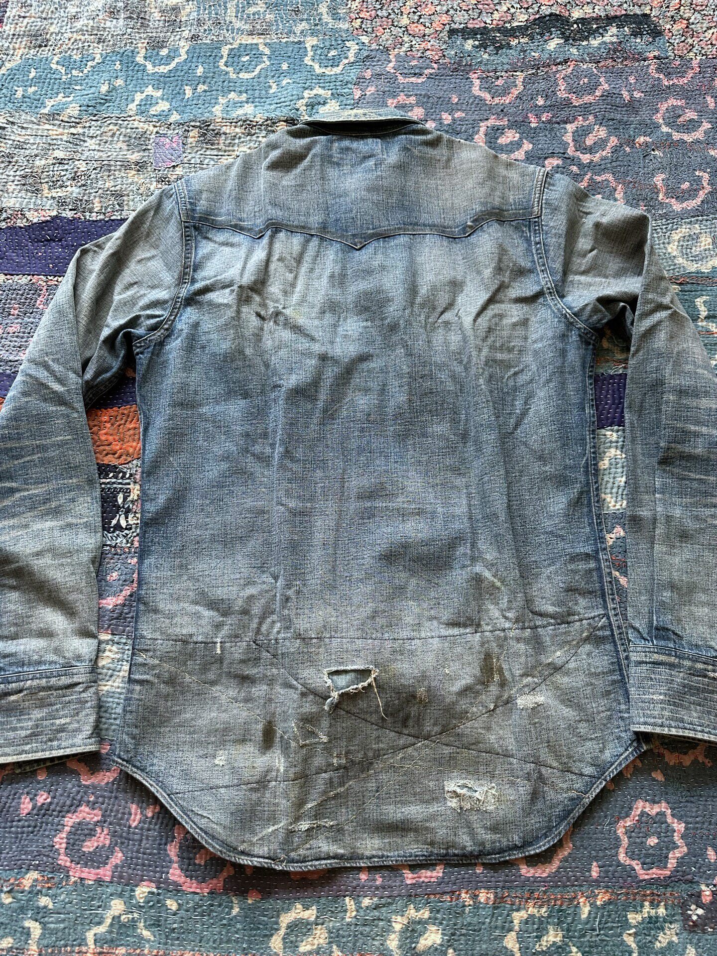 Ralph Lauren Double RL Distressed Denim Shirt — front