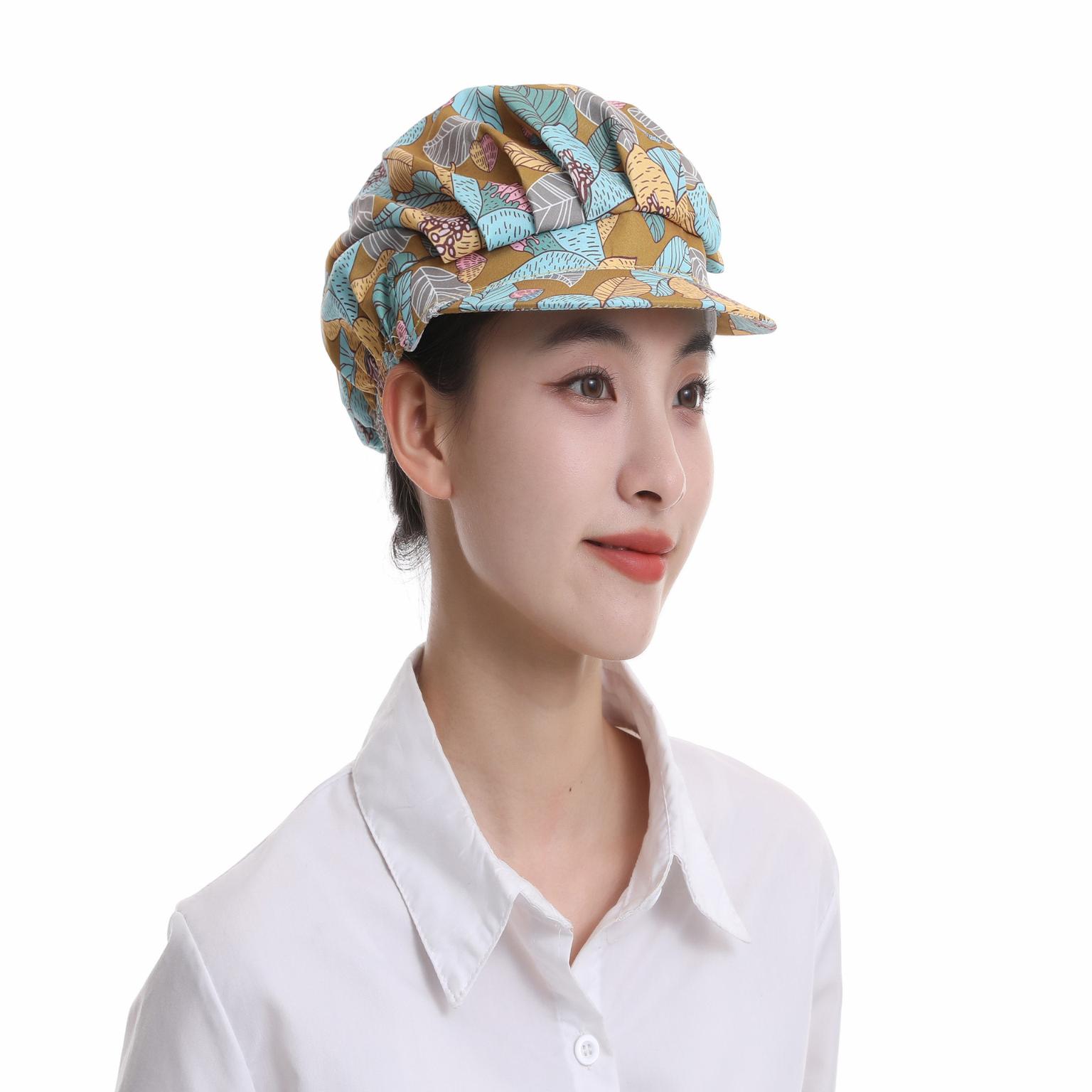 厨师厨房帽子女款透气防掉发家用炒菜食堂卫餐饮工作帽子女防尘