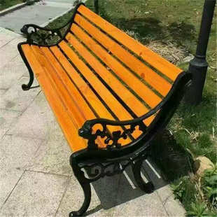 公园座椅户外长椅靠背休闲广场坐椅防腐木铁艺长条实木凳子厂家