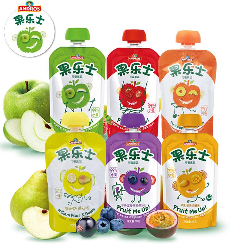 果乐士可吸果泥113g*9支儿童零食水果泥水果果味6种口味