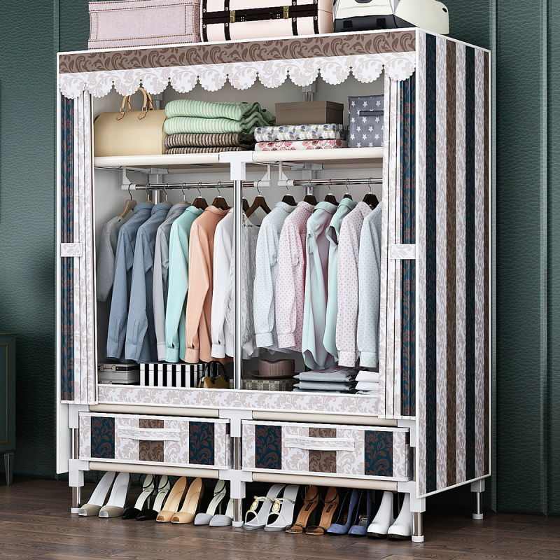 简易衣柜布衣柜钢管加粗新款单人衣橱收纳柜不锈钢挂衣架收纳柜子