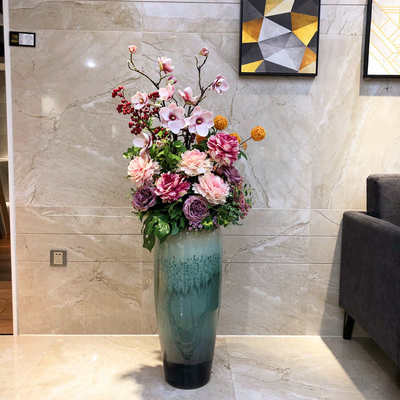 陶瓷大花瓶落地仿真插花玄关别墅轻奢欧式简约现代客厅花瓶摆件