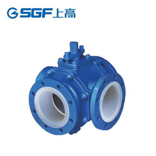 耐腐蚀衬氟三通球阀Q45F46-16C钢衬四氟耐酸碱T型法兰球阀化工