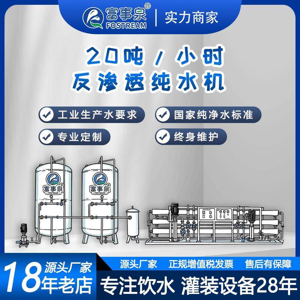 广东富事厂家供应全自动20吨每小时RO大型工业反渗透纯水处理机