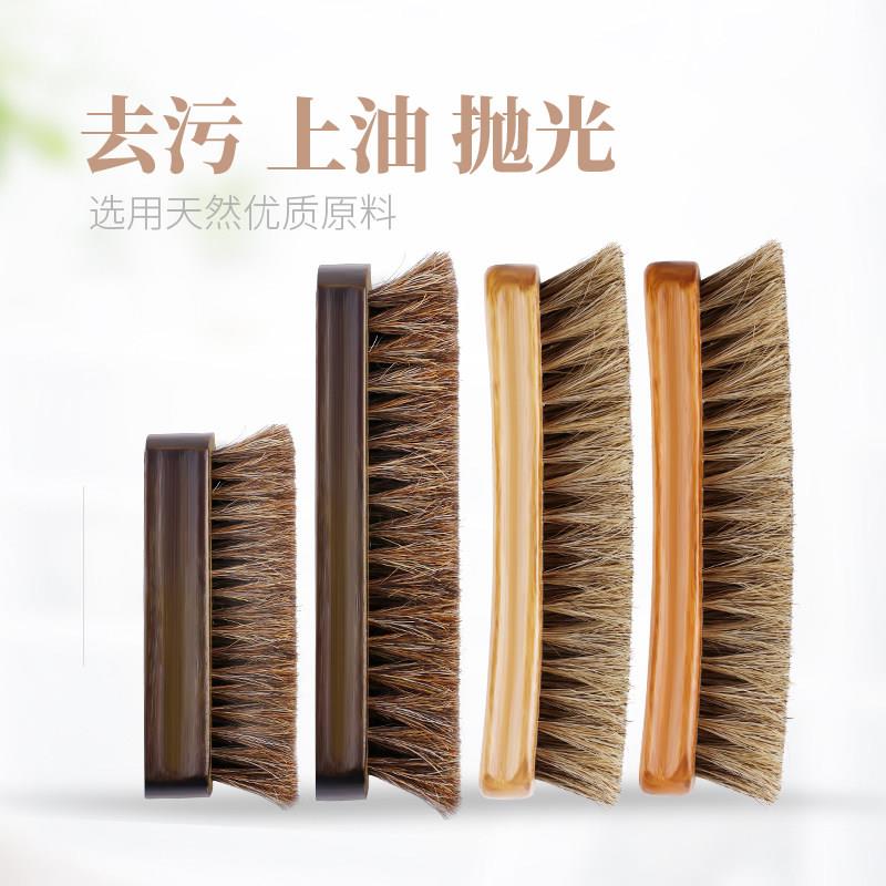 擦鞋刷皮鞋除尘上抛光实木家用不伤鞋马鬃毛鞋刷软毛打鞋油用刷子