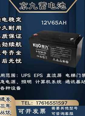 KIJO京九蓄电池6-FM-12V65AH 直流屏 消防通讯 UPS电源主机