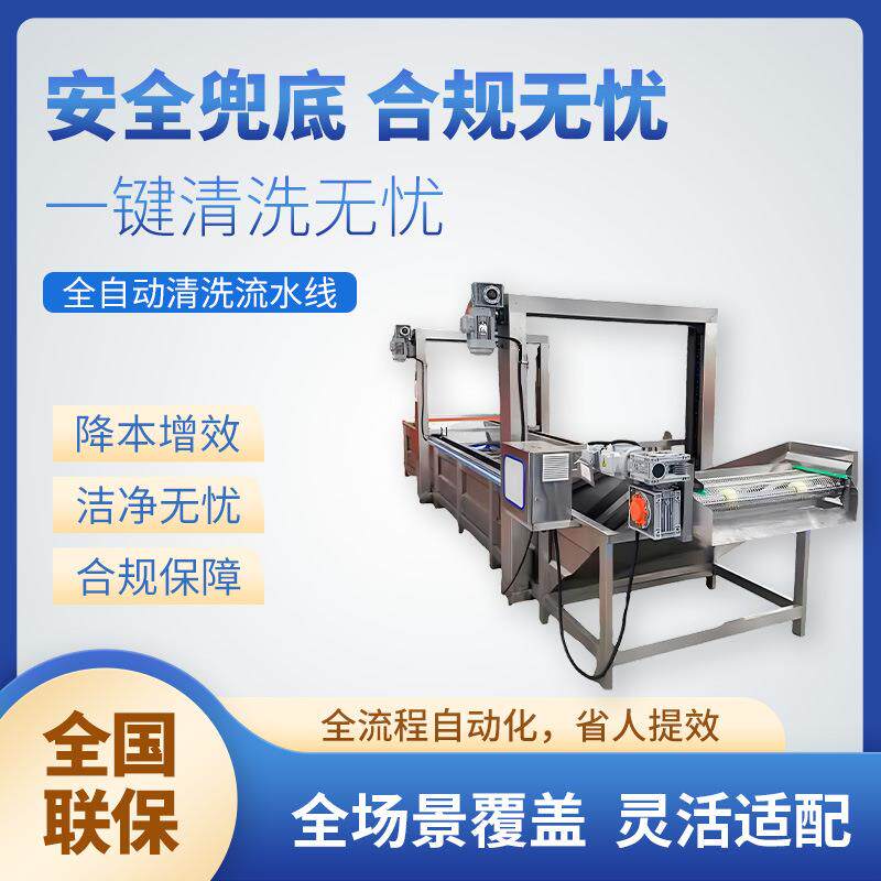 大型鸡毛菜清洗机韭菜茴香苗清洗沥干设备预制菜加工清洗流水线