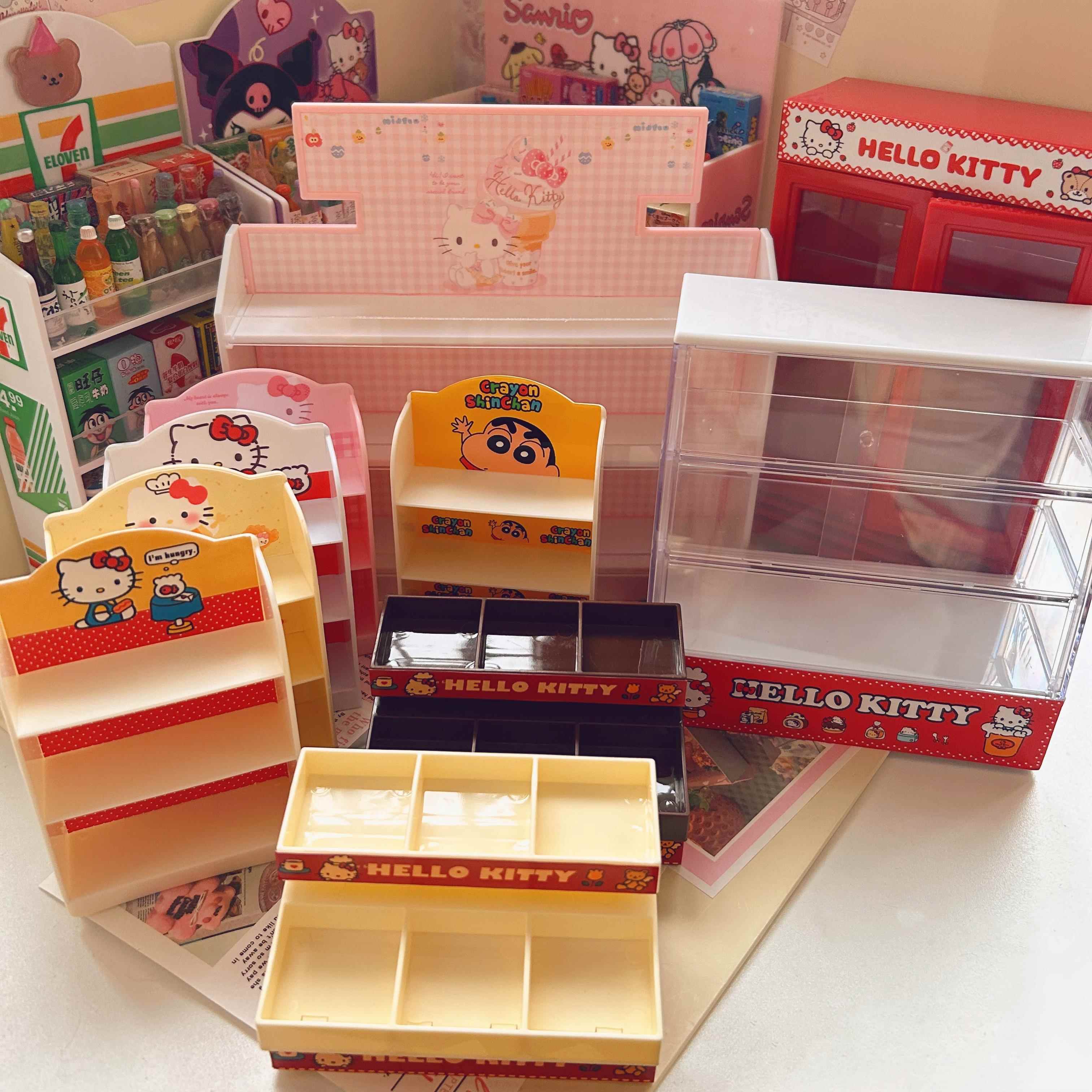 仿真货柜置物架便利店微缩摆件DIY模型模拟超市Dollhouse娃娃屋