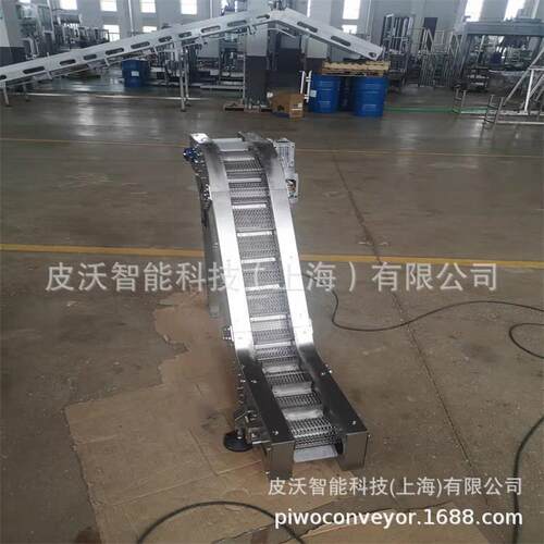 不锈钢爬坡网带链输送机隔板网带爬坡输送机械食品PP塑料网链