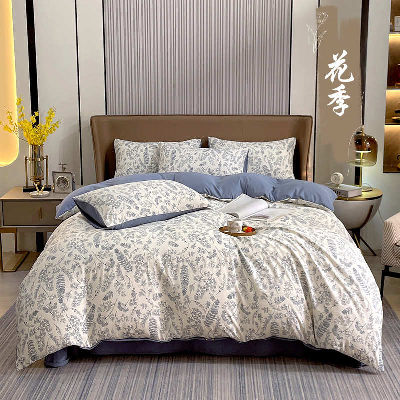 厂家直销网红直播 新款A类床上四件套双层纱水洗棉床单夏季床上用