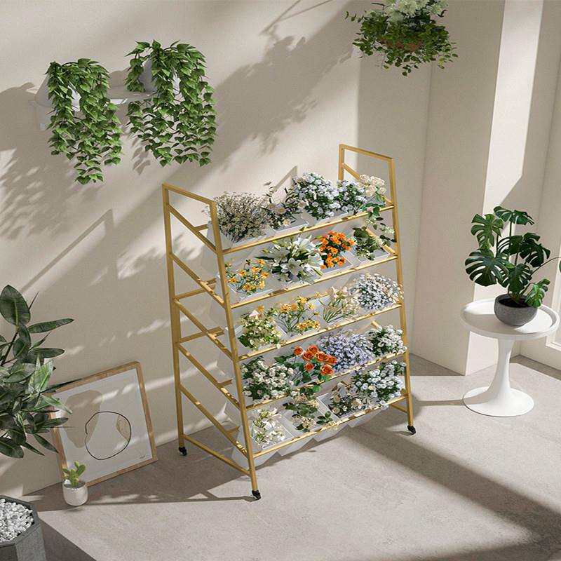 摆摊移动阶梯多层花店方桶铁艺鲜花假花架子落地醒花桶展示架花架