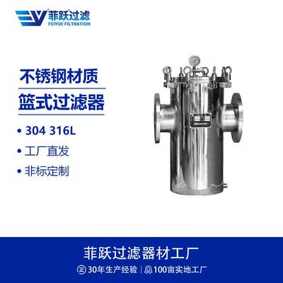 菲跃304316L不锈钢篮式过滤器法兰DN50DN100DN150DN200300