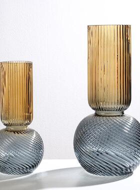 简约创意双色玻璃花瓶玻璃花瓶手工意大利设计插花摆件软装饰品