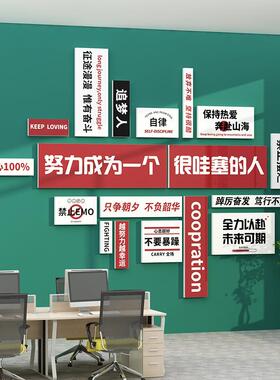 办公室墙面装饰业文化公司励志语团队会议背景围工位企氛80988哇