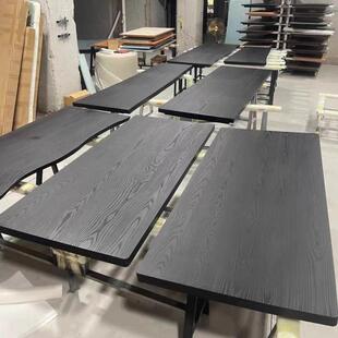 碳化白蜡木桌板松木大板黑色茶桌榆木茶台茶几柜子实木板桌面定制