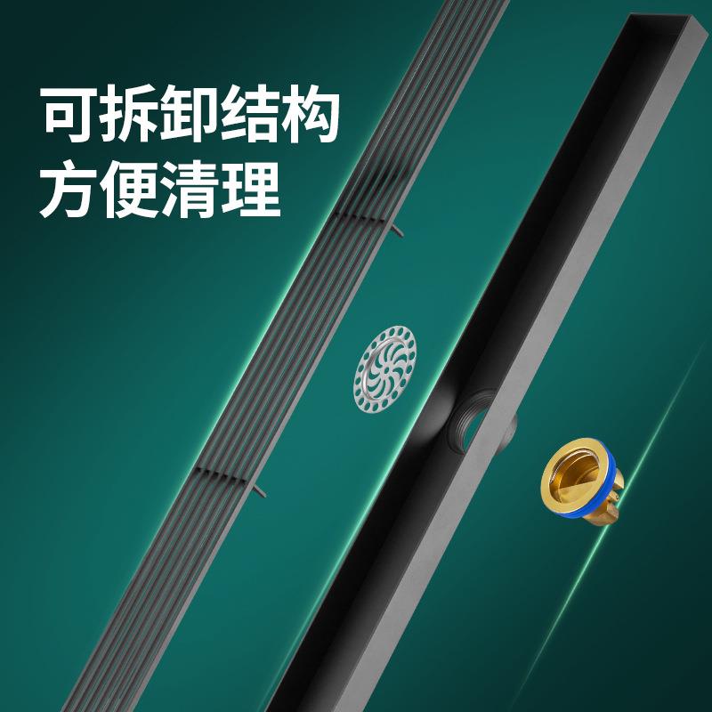 极窄长条形地臭HVA不锈钢淋浴室防加长方形实心型线排水漏槽特厚