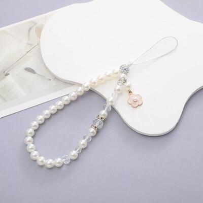 Small fragrant wind pearl phone chain phone lanyard anti-fal