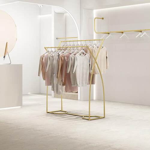 服装店展示架落地衣架简约双排架子童装中间货架双杠侧挂衣中岛架
