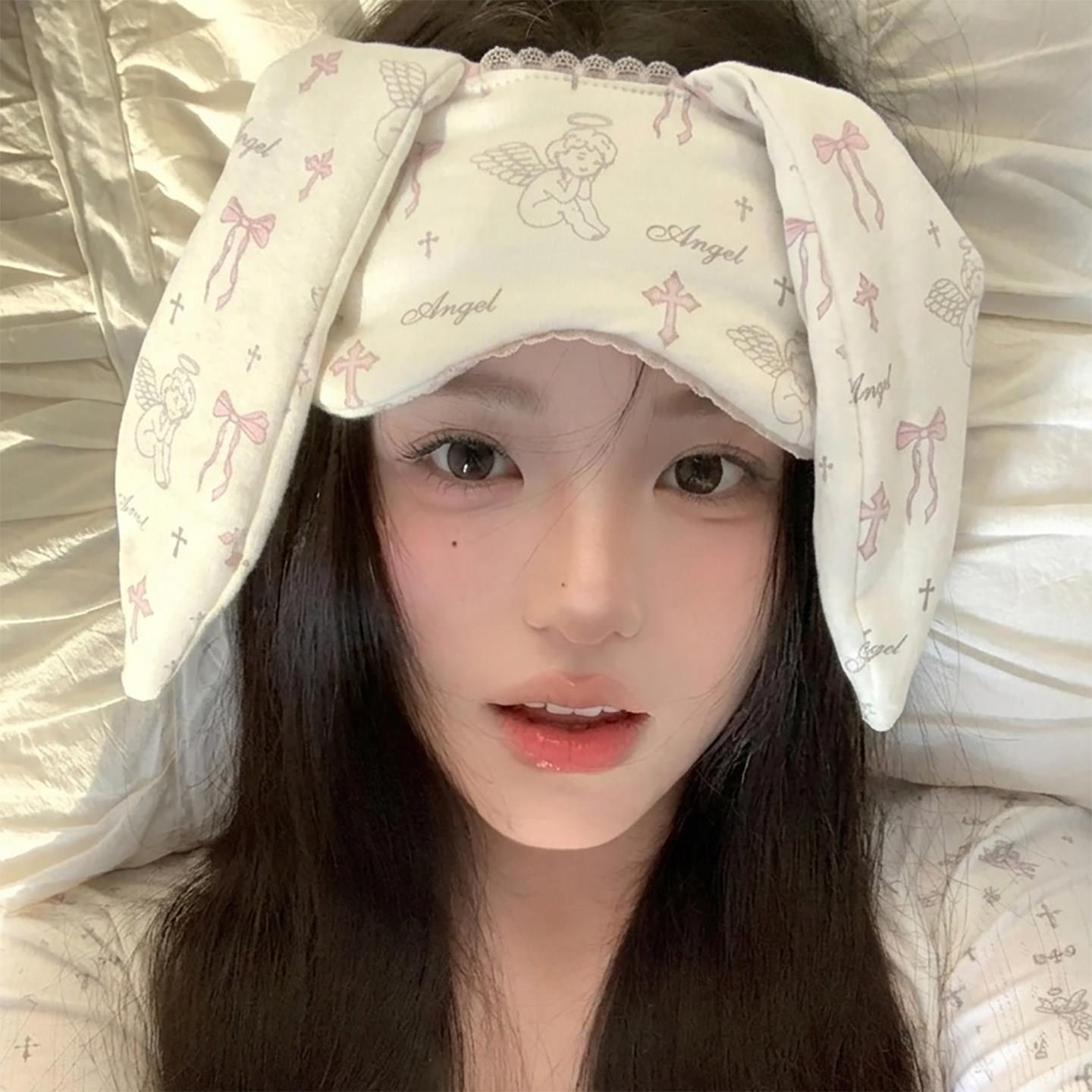 少女感!兔耳朵眼罩睡觉女生可爱二次元卡通甜妹助眠睡觉遮光ins风