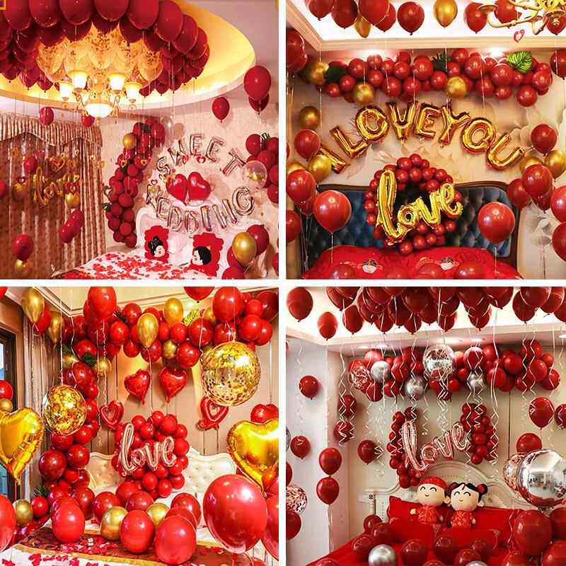 新款直销气球套装结婚告白乳胶气球套餐婚庆用品宝石红铝膜箔创意