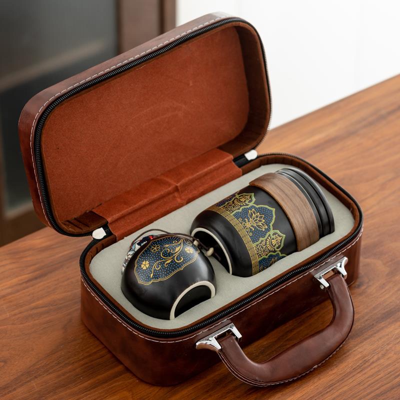 高档便携式茶具旅行套装茶壶户外功一快壶三杯客杯陶瓷茶泡夫器定