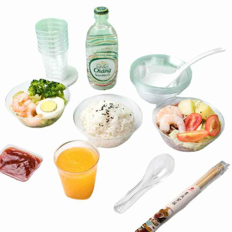 喇叭花一次性水晶餐具套装四件套酒席火锅烧烤野餐家用杯碗碟勺筷,餐饮具,一次性餐盒,淘宝优惠券,粉丝福利购,淘宝优惠卷