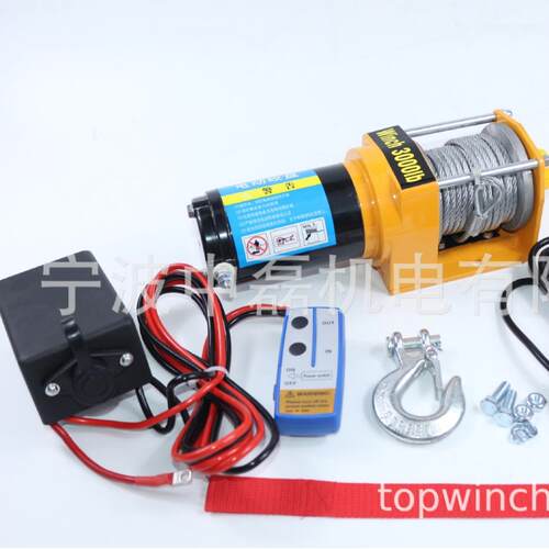 快速电动绞盘12v24v车载汽车绞盘便携救援工具防水钢丝绳越野