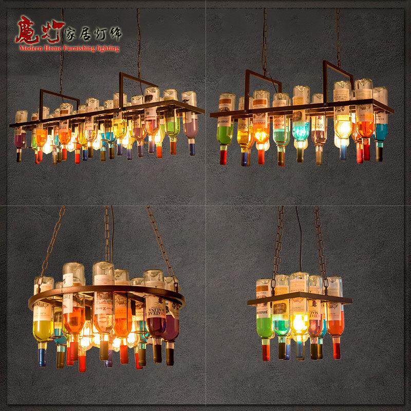 复古工业风吧台吊灯 玻璃酒吧氛围灯具 LED暖光吊灯装饰 餐厅创意