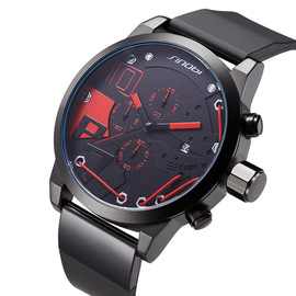 sinobi士手表时尚撞色多功能，小三针运动手表，防水硅胶腕表9728