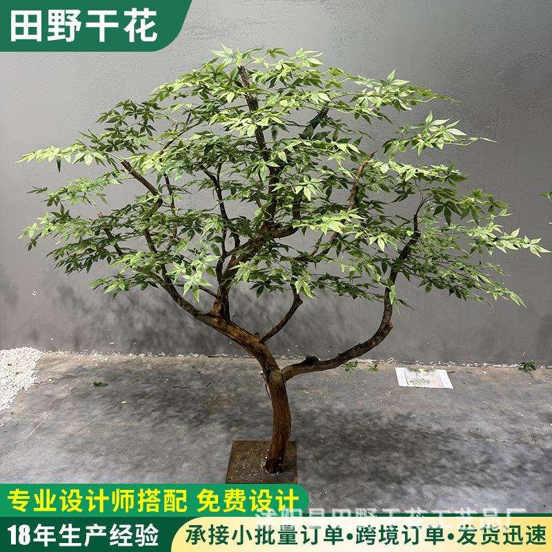 仿真青枫树大型绿植假树室内外装饰造景高度仿真假红枫树绿枫叶树