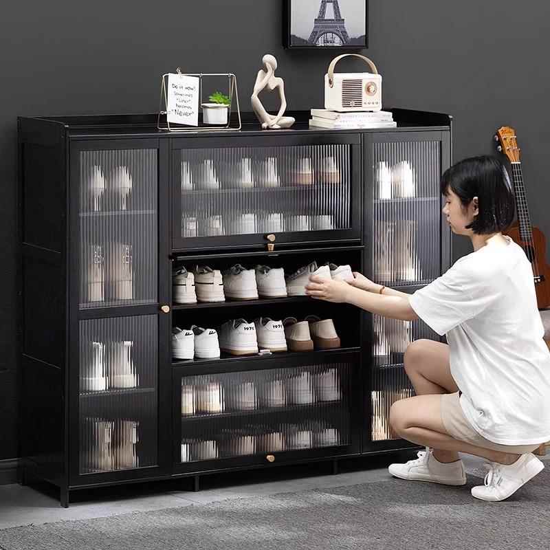 家用简易鞋柜鞋架子多层带门防尘木质放门口入门收纳鞋架一件起批