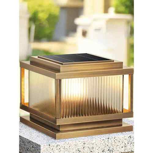 全铜户外柱头灯别墅大门庭院灯院墙柱子灯防水围墙灯太阳能门柱灯