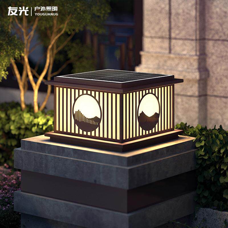 太阳能柱头大灯户中式门柱子围墙灯别墅小新区YG-ZTD01学校庭院外