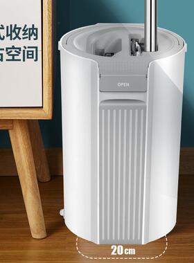 圆款刮乐拖把干湿两用免带手大号旋转形懒UIO人桶一拖洗净平板拖