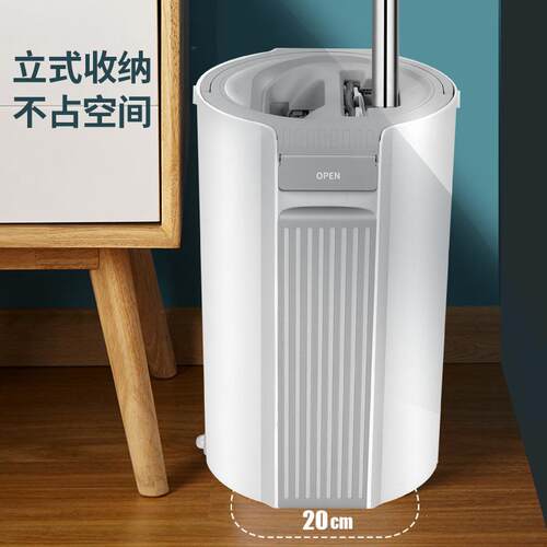 圆款刮乐拖把干湿两用免带手大号旋转形懒UIO人桶一拖洗净平板拖