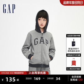 Gap男女童冬季LOGO碳素软磨抓绒柔软卫衣儿童时髦运动上衣836686