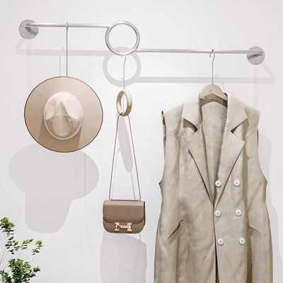 服装店展示架上墙不锈钢横杆壁挂展示架创意网红正挂不锈钢服装架